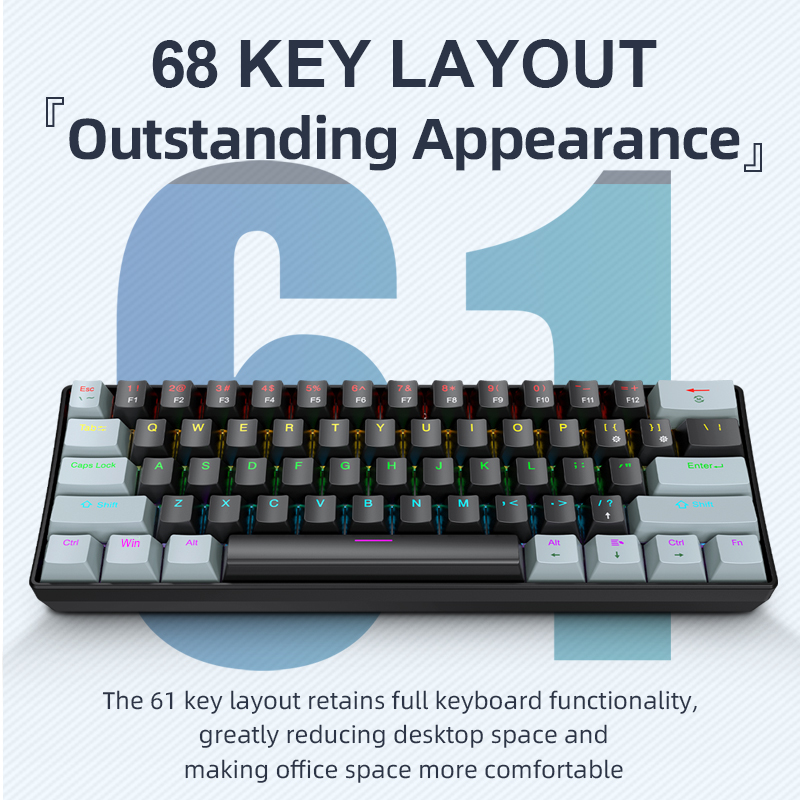 APAYADO K61 Mini teclado mecán - Keyboard Gaming Blue Switch reseña y precio